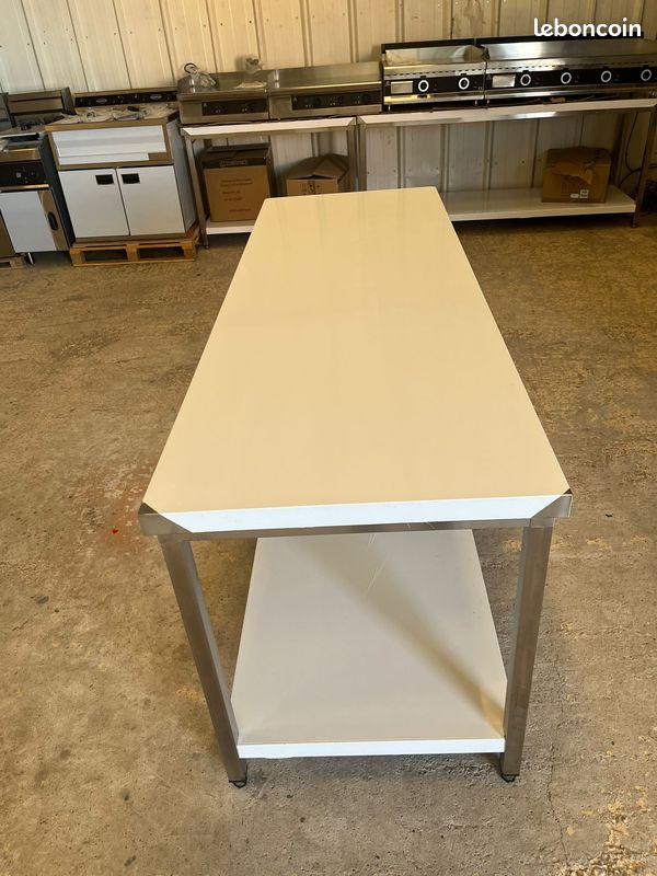 Table en inox avec sous tablette - P600/700 mm - H850 mm NEUF (image 2)