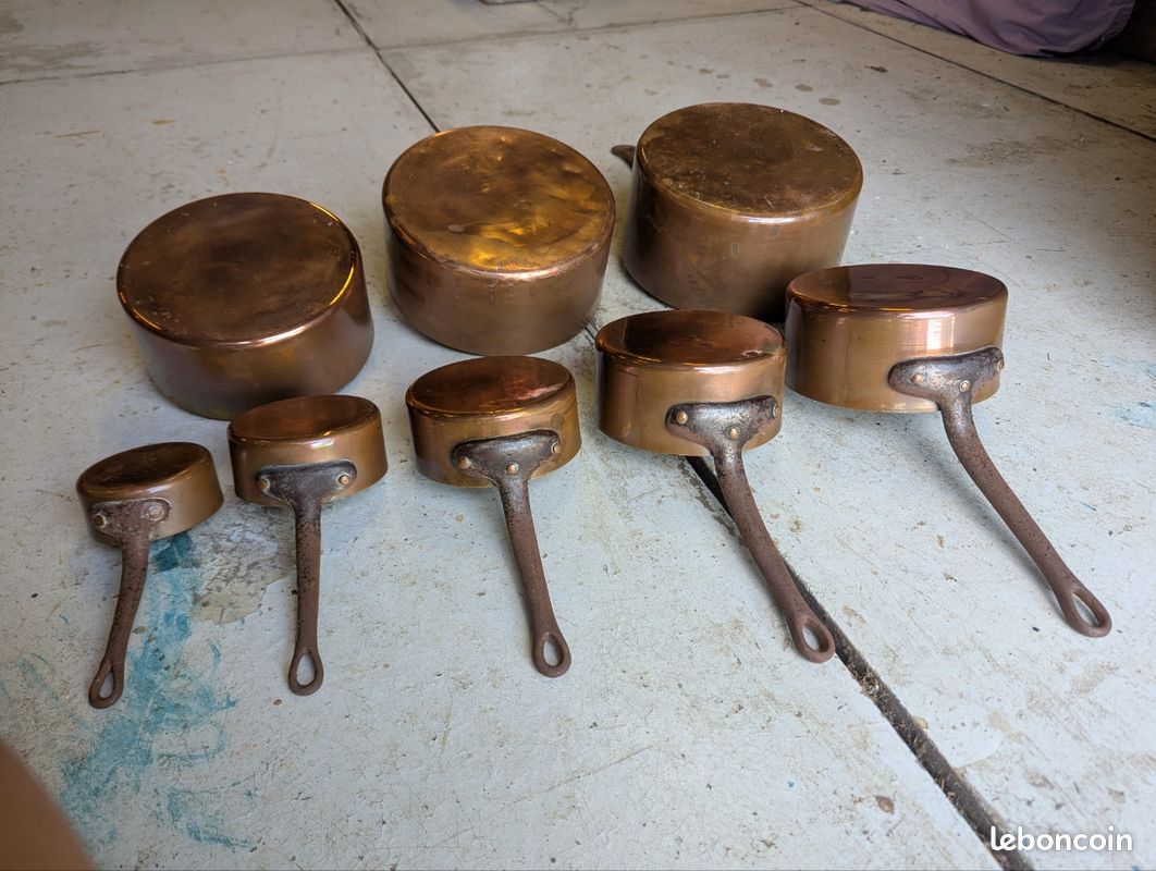 Lot de 8 casseroles en cuivre (image 2)