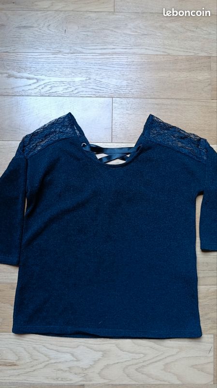 Pull à dentelle noir t 38 40 com NEUF (image 1)