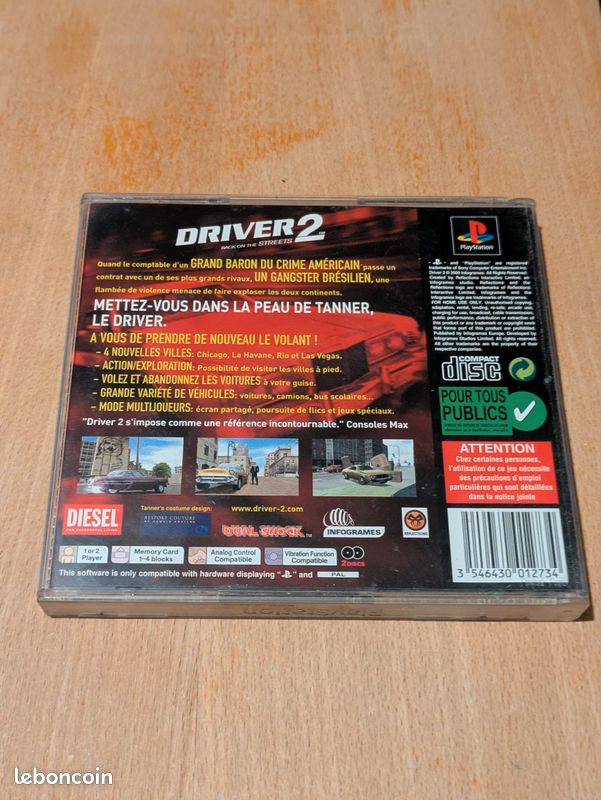 Notice Jeu DRIVER 2 PS1 (PlayStation 1) Française Occasion