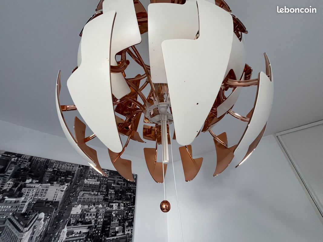 Lampe suspension Ikea planète cuivre et blanche (image 3)
