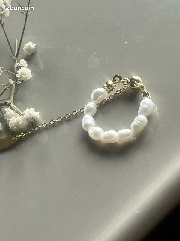 Bague ajustable perle d’eau douce (image 2)
