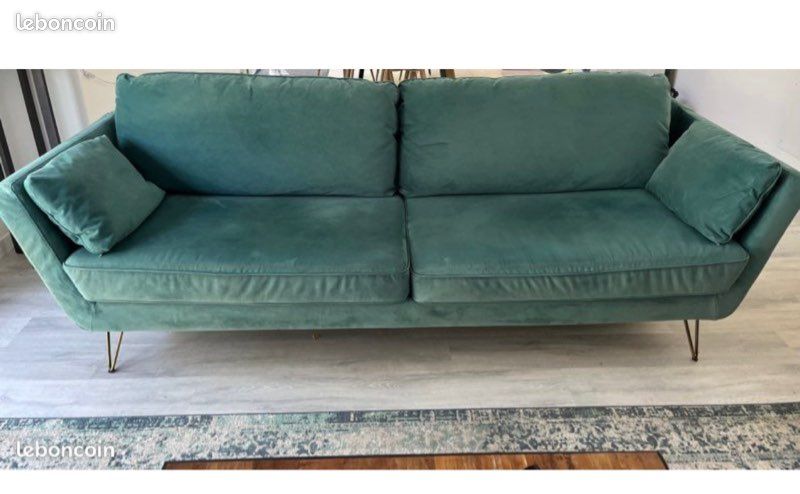 Canapé velours 5 places vert La Redoute Intérieur modèle Topim (image 2)