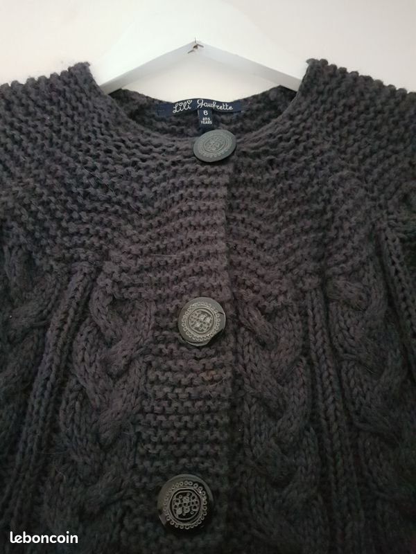 Gilet Fille Hiver Gris foncé LILI GAUFRETTE 6 ans (image 2)