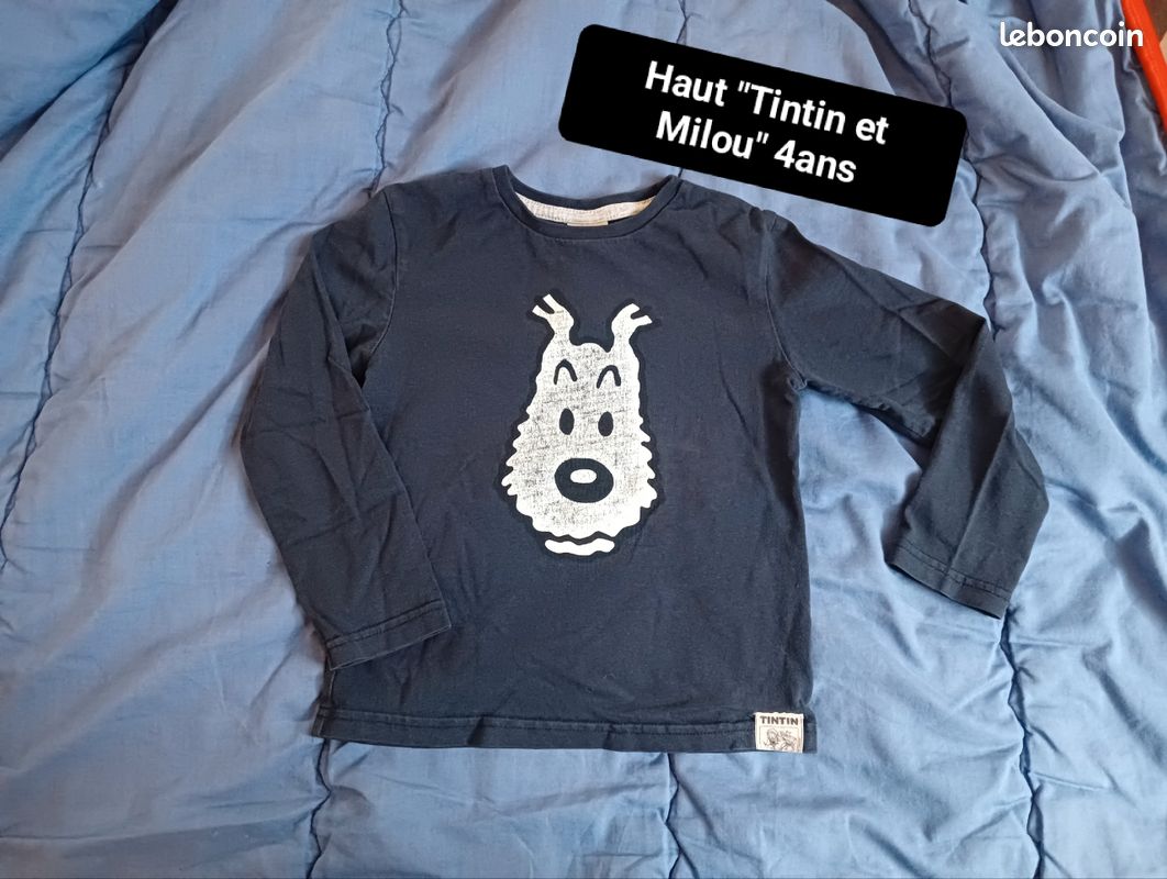 T-shirt Tintin Reporter Avec Milou - 100% Coton - Taille 4 Ans (2024) - Neuf Avec étiquette