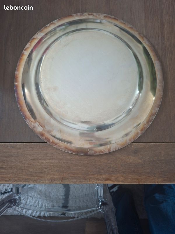 Plat Rond Creux Christofle Modèle Perles – Métal Argenté – Très Bon état