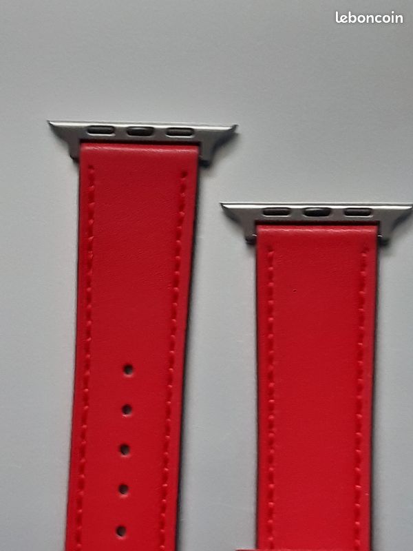 Bracelet cuir Rouge pour Apple watch 42.44 45.48.49 (image 3)