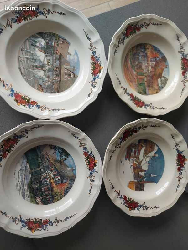Assiettes creuses anciennes Sarreguemines Obernai (image 1)