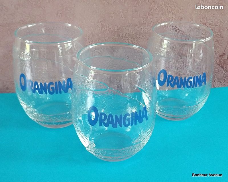 Lot De 6 Verres Orangina Zeste Bleu - Verres De Bar Authentiques - Pour Boissons Fraîches