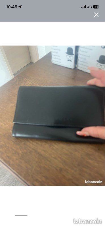 Porte feuille porte monnaie séquoia cuir noir bon état (image 1)