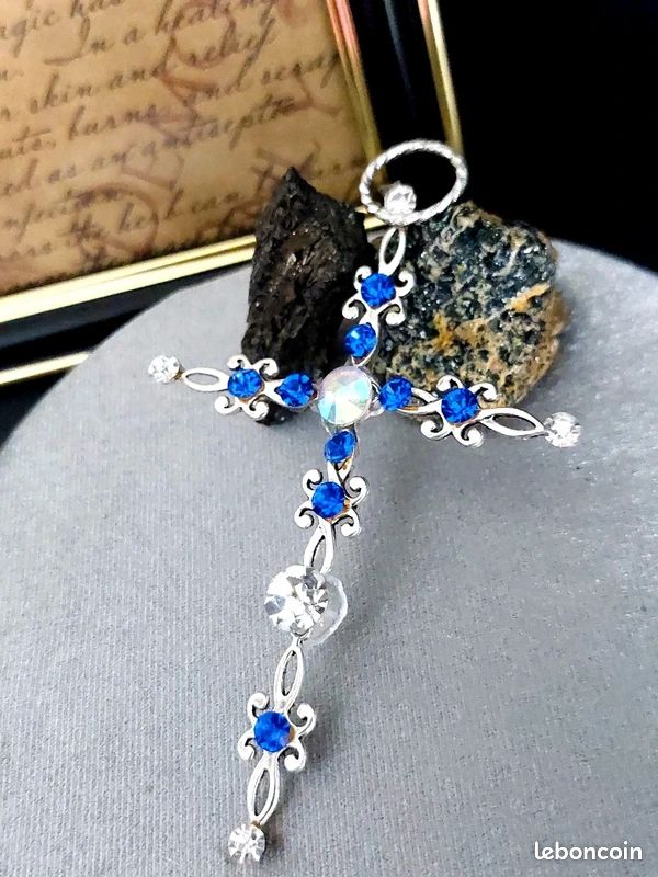 Pendentif Ancien En Argent Massif 925 - Style Art Nouveau Religieux - Occasion