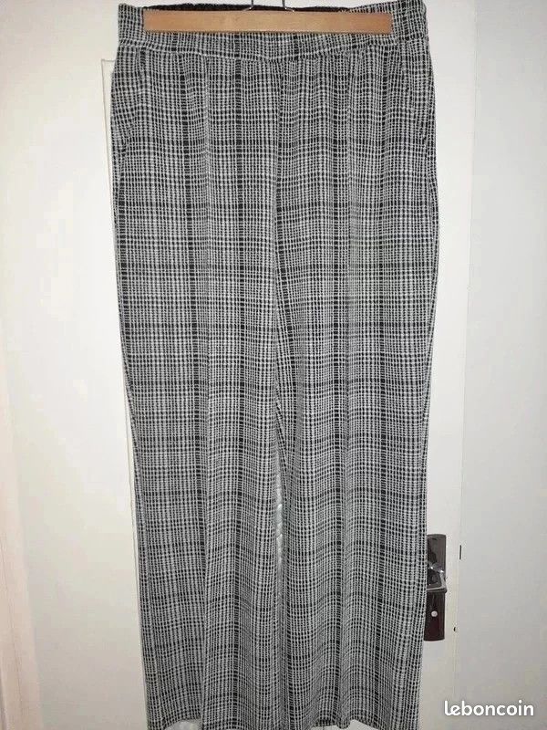 Pantalon jambe large 40 Primark carreau noir blanc (image 4)