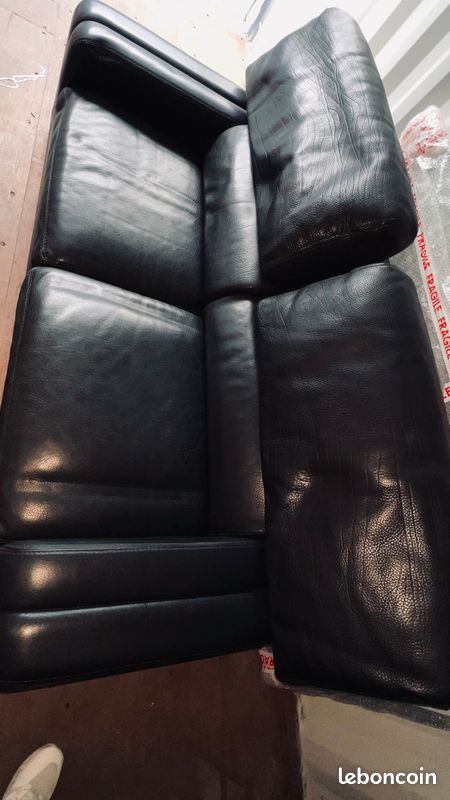 Canape roche bobois cuir noir (lot de 3) (image 1)