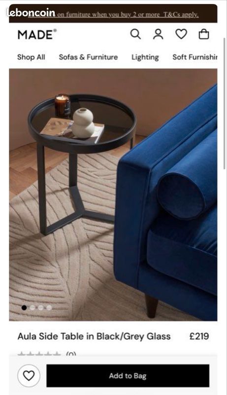 Table d'appoint : Aula Side Table in Black/Grey Glass (image 4)