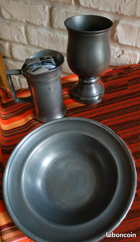 LOT de 3 OBJETS EN ETAIN (image 1)