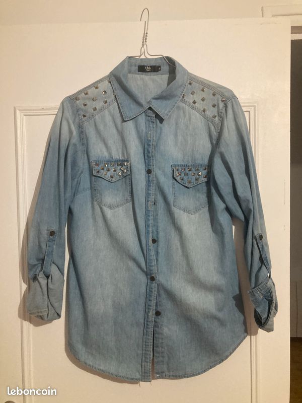 Veste coton style Jean, bleue ciel pour femme Manches longues (image 1)