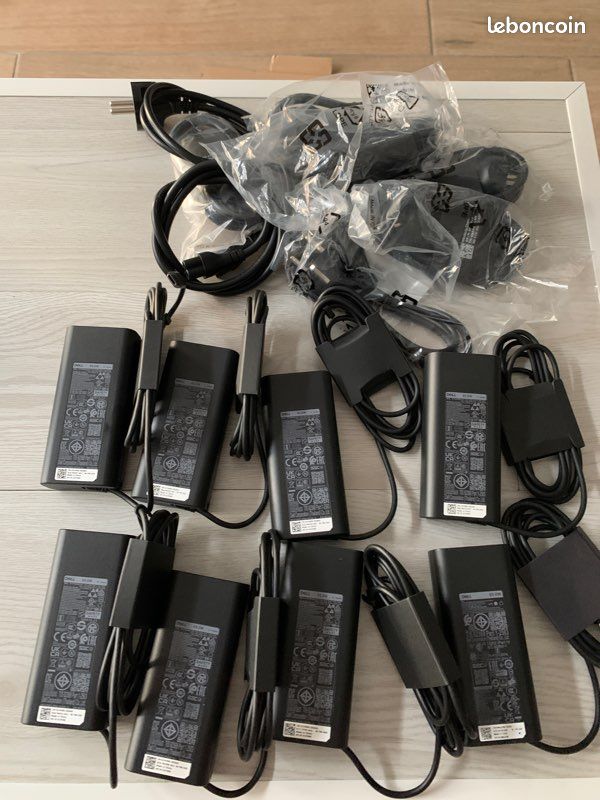 Lot 8 x chargeurs Dell 65w neufs + cables alim (image 1)