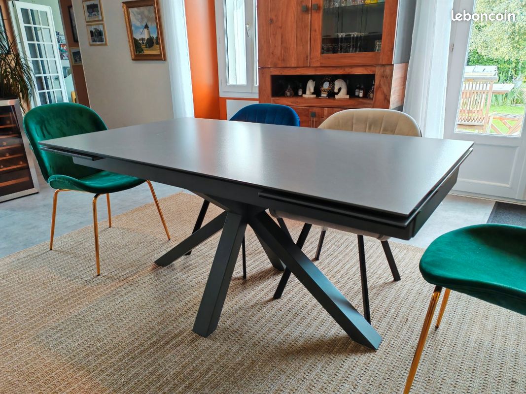 ✨ Table extensible haut de gamme en céramique graphite & anthracite – Design contemporain ✨ (image 2)