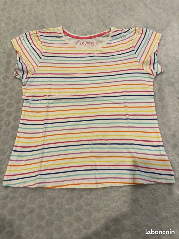 T-shirt Rayures Arc-en-ciel Collection Be Happy - 6/7 ans - Vêtements