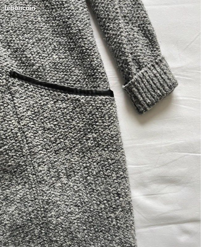 Long gilet chaud gris et noir taille M (image 3)