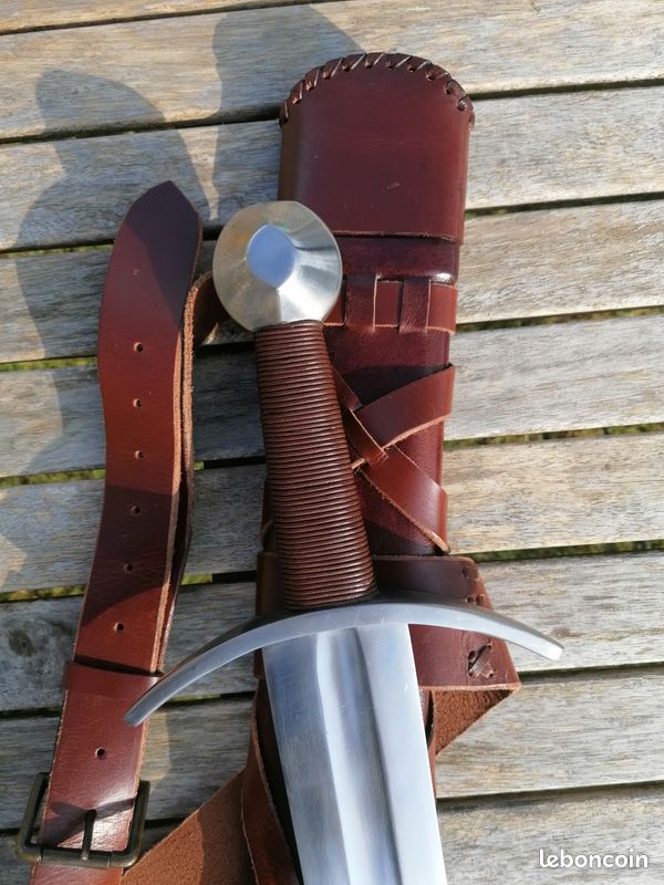 Epée de Frappe Viking forgée + fourreau cuir de 95 cm - Epées (12929715