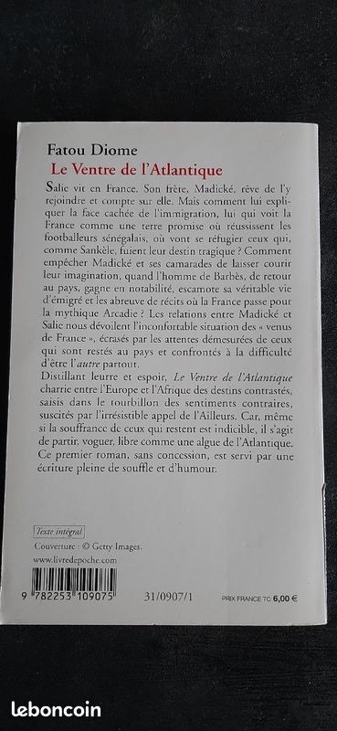 Livre LE VENTRE DE L'ATLANTIQUE Fatou Diome (image 2)