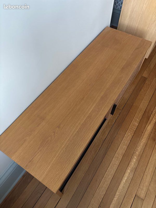 Banc TV chêne et cannage (image 4)
