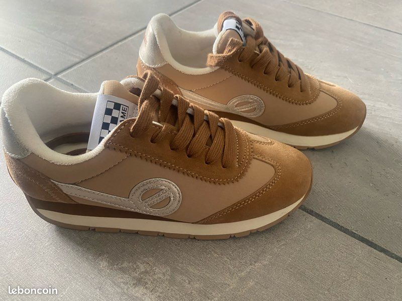 HOT Baskets No Name Camel Chaussure No Name Cuir Basket