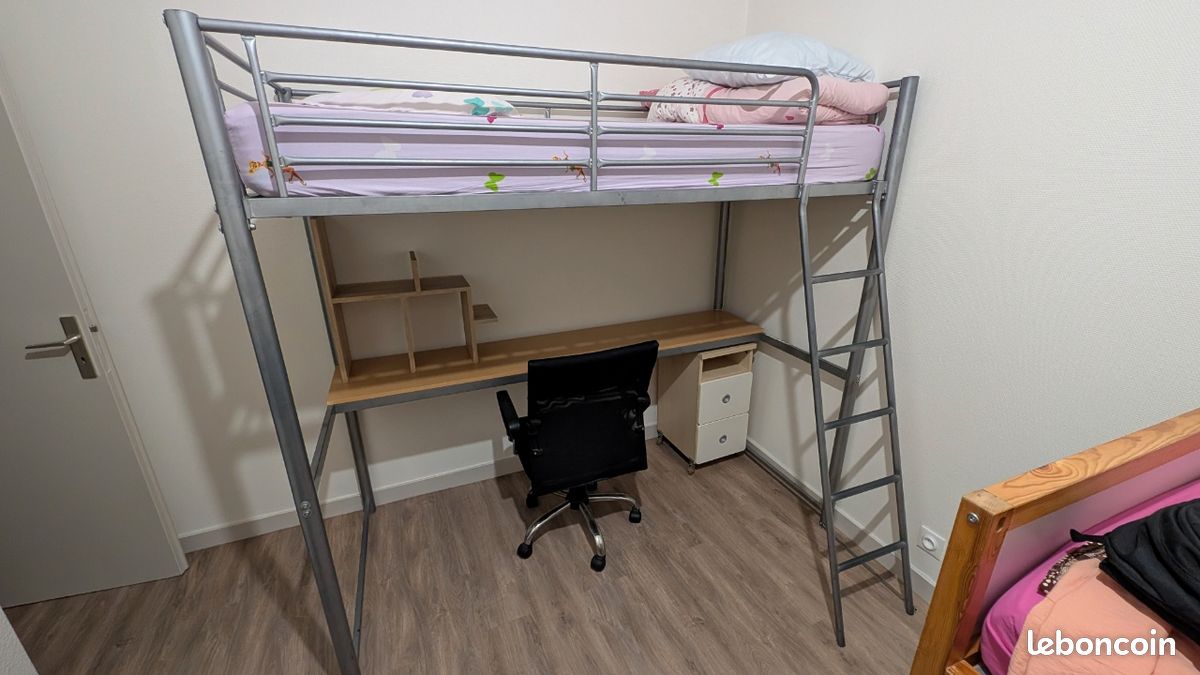 Lit mezzanine avec bureau (image 1)