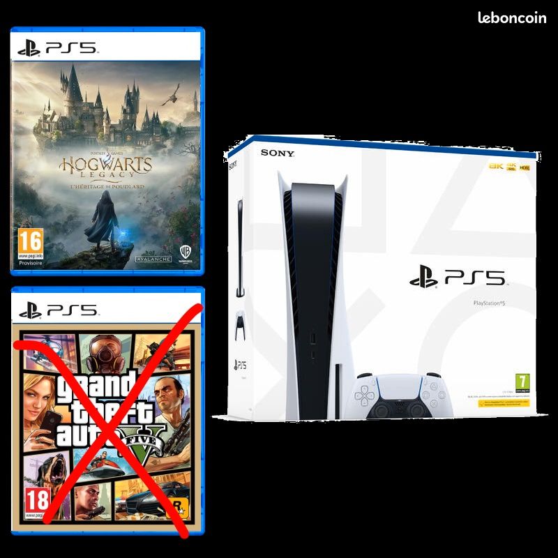 PS5 + Hogwarts Legacy+ 2 manettes (image 1)