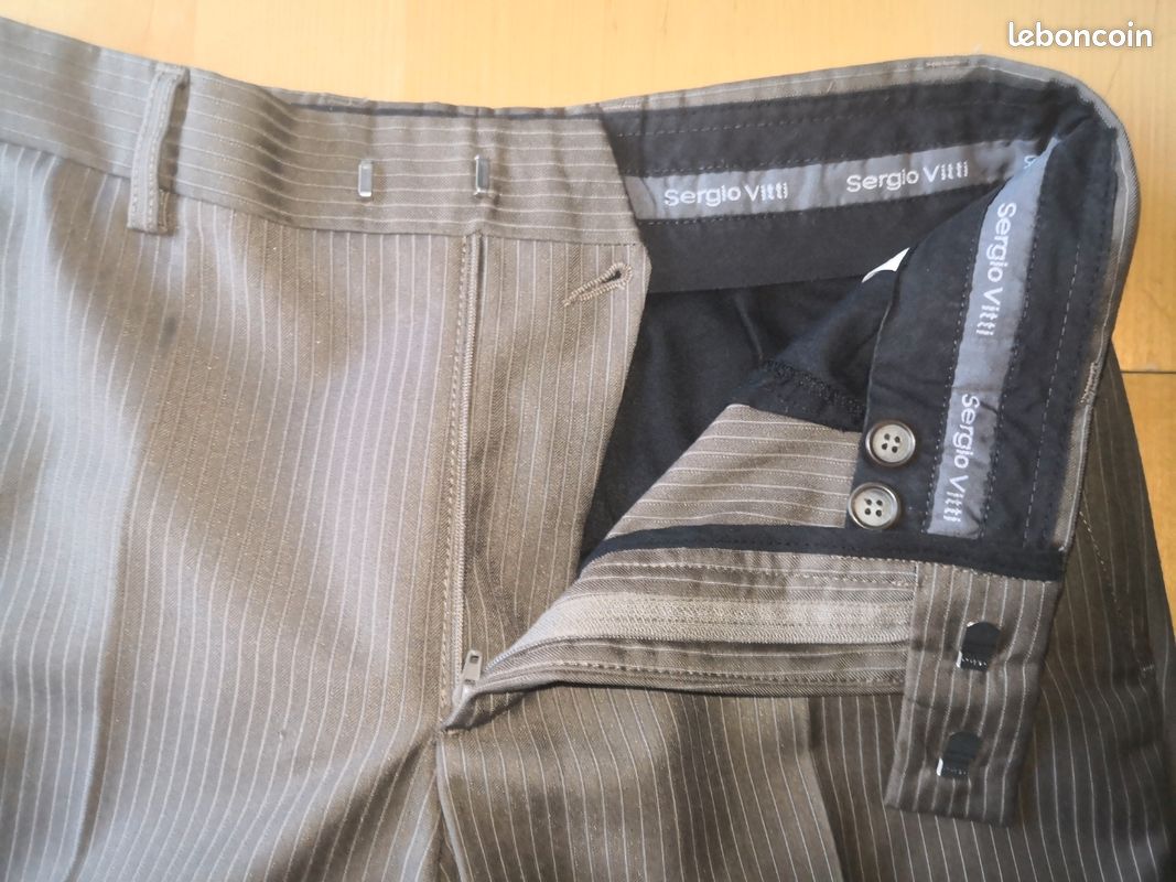 Costume homme veste & pantalon marron à fines rayures taille 36 Sergio Vitti La Halle (image 10)