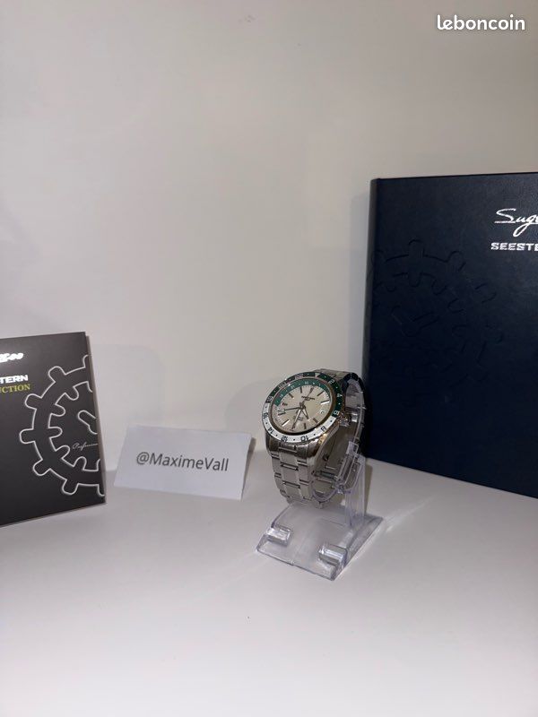 Montre Seestern S456 GMT Automatique Acier - Cadran Vert, Lunette Blanc/vert, 200m étanche