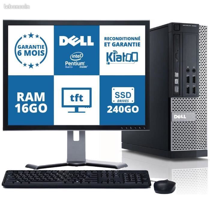 Dell - Optiplex 790 - Intel Dual Core - RAM 16Go - Stockage 240Go SSD - TFT 19" - Reconditionné (image 1)