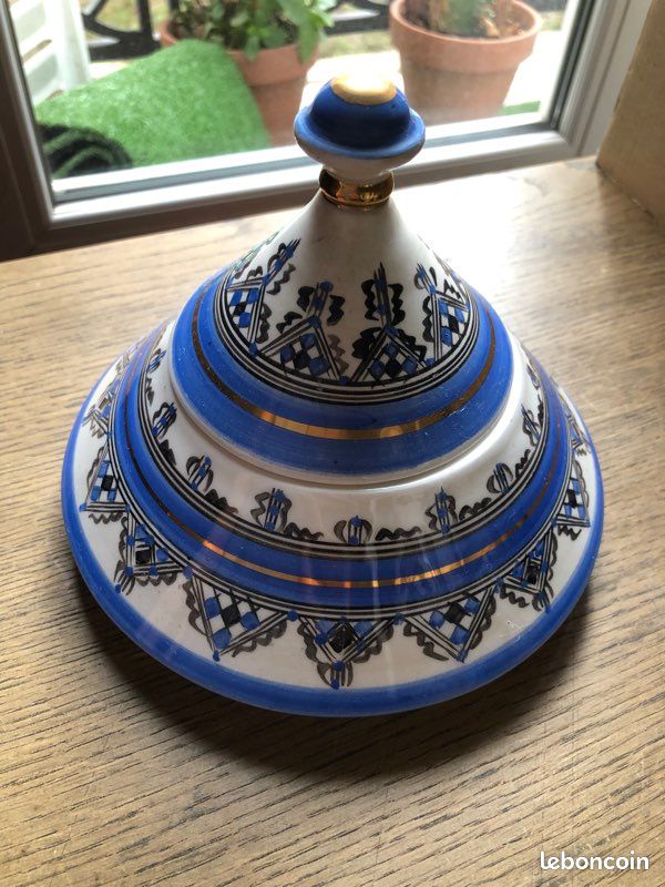 Vide poche en céramique berbère bleu et blanc (image 1)