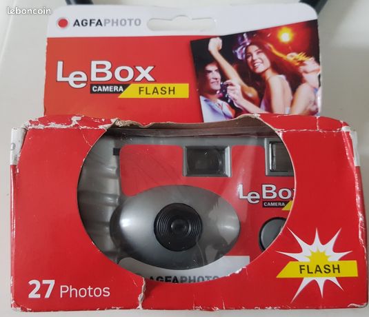 Appareil Photo Jetable Mariage AgfaPhoto 601020 - Appareil Photo Jetable LeBox Flash, 27 Photos, Objectif Optique 31 Mm - Gris Et Rouge Appreil Photo Jetable