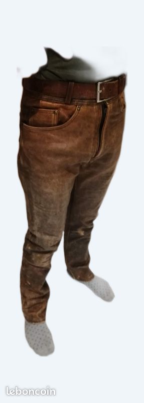 Pantalon cuir marron homme (image 1)