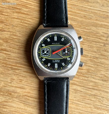 Chronographe Vintage Aetos Genève - Cadran Bleu, Mouvement Valjoux 7733 Suisse, Reconditionné