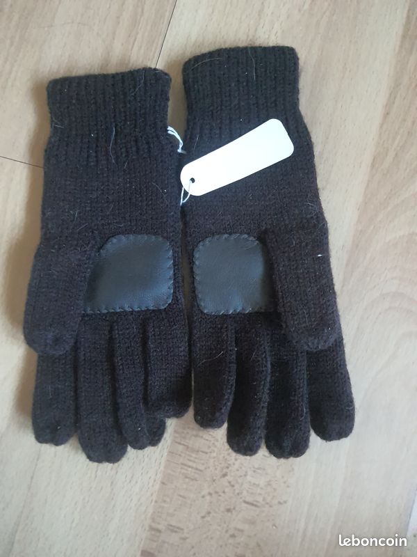 Gants enfant marron dessus cuir neuf avec étiquette (image 2)