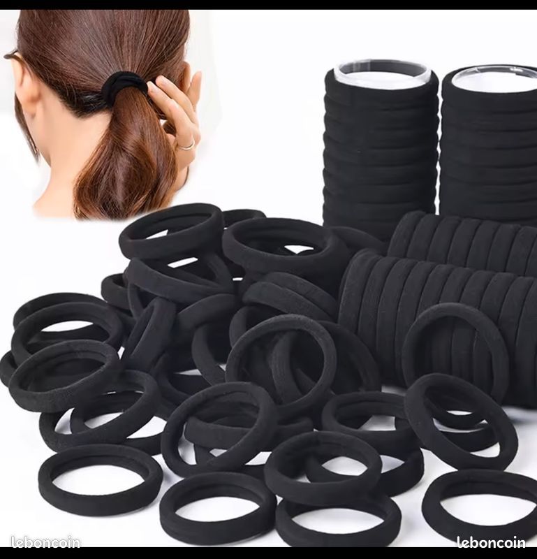 ✨ Lot de 50 élastiques noirs pour cheveux – Accessoires coiffure – Neuf ✨ (image 1)