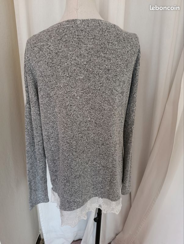 Pull fin gris avec dentelles (image 4)