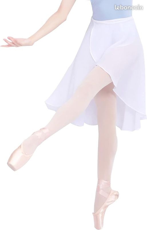 Ranrann Jupe de Danse Classique en Mousseline de Soie - Tutu Ballet Wrap Avec Ceinture Cravate - Léger Pour Sport, Yoga, Patinage - Dancewear Blanc Taille Unique