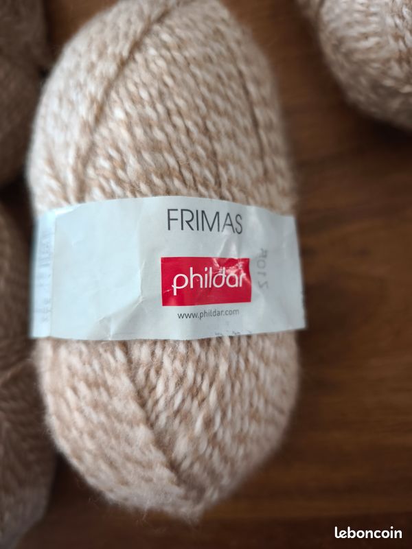 4 pelotes de laine Phildar "Frimas" chiné beige et blanc (image 2)