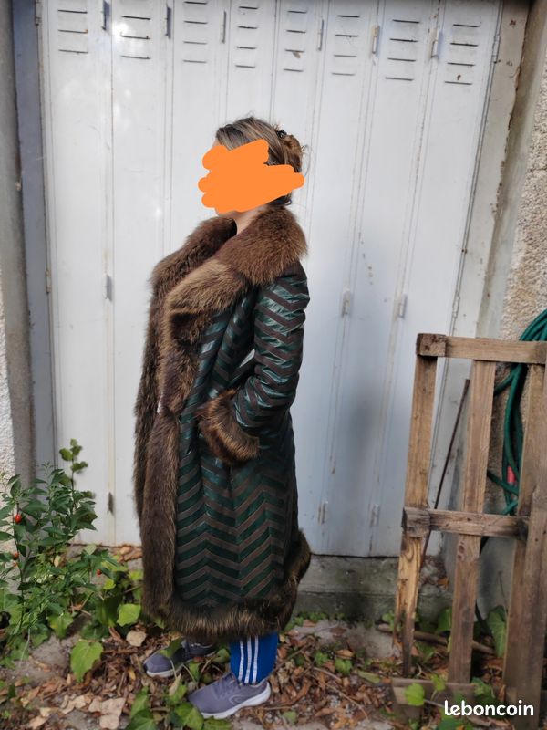 Manteau de fourrure véritable, daim et cuir (image 2)