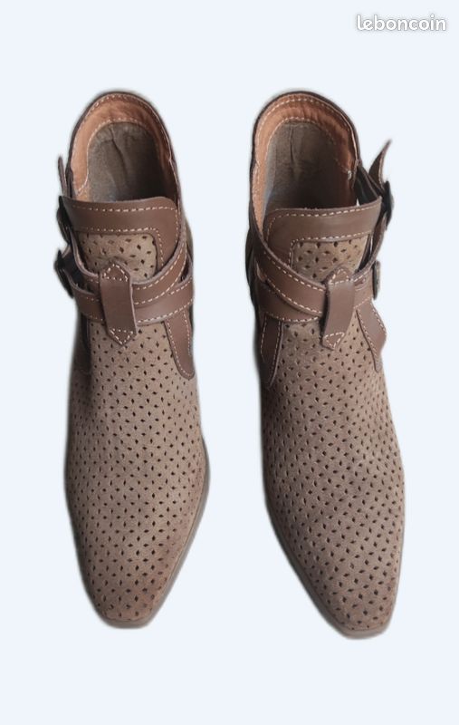 Chaussures femme dessus et sous pied cuir, talon Marque