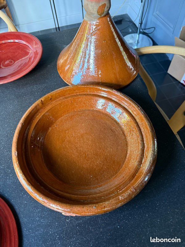 Tajine traditionnel & 4 assiettes vernissées Marocaines (image 3)