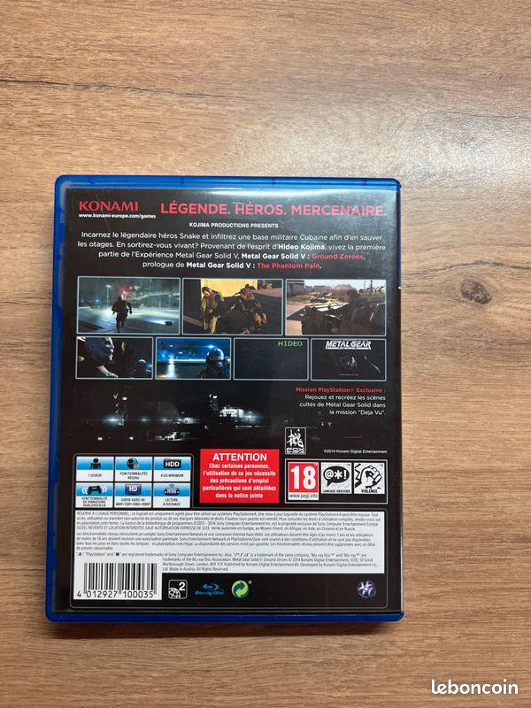 Metal Gear Solid V - Ground Zeroes UK (Avec VF) - Complet Pour PS4 & PS5 - Édition SteelBook