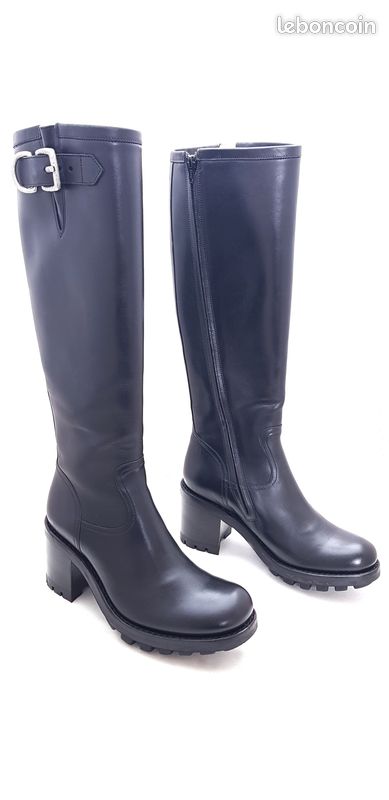 Bottes Free Lance Noires Modèle Gero Taille 39 - Cuir Extérieur Et Doublure - Semelle Caoutchouc - Occasion