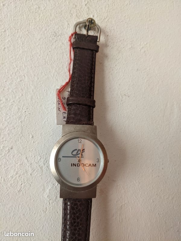 Montre Neuve avec étiquette made in France cuir véritable genuine leather bracelet marron 3 6 9 12 e (image 2)