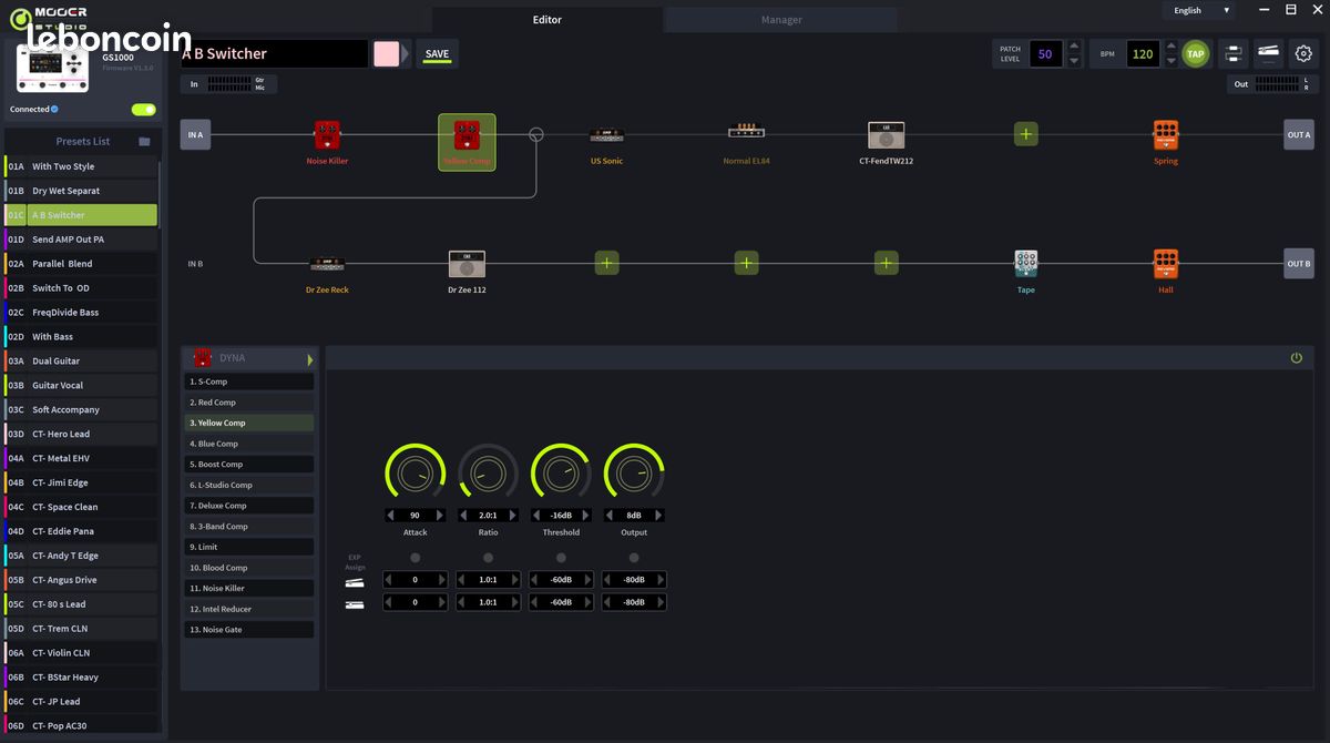 Multieffet Mooer GS1000Li Capture/Simu Amp/FX/Cab + Combo Rythm/Looper rechargeable (image 13)