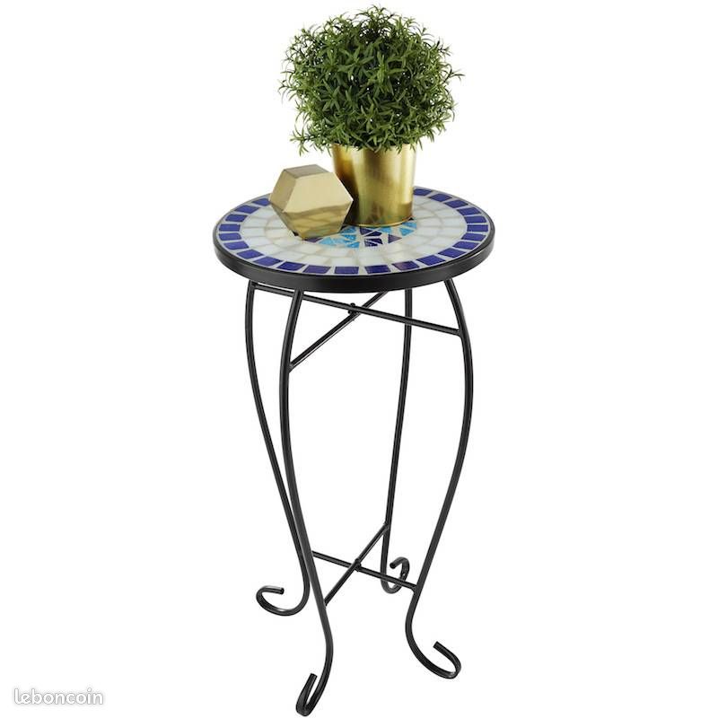 Table de balcon mosaïque - pieds courbés - 30x30x61cm - Neuve – Livraison gratuite ⭐ ⭐ ⭐ (image 1)